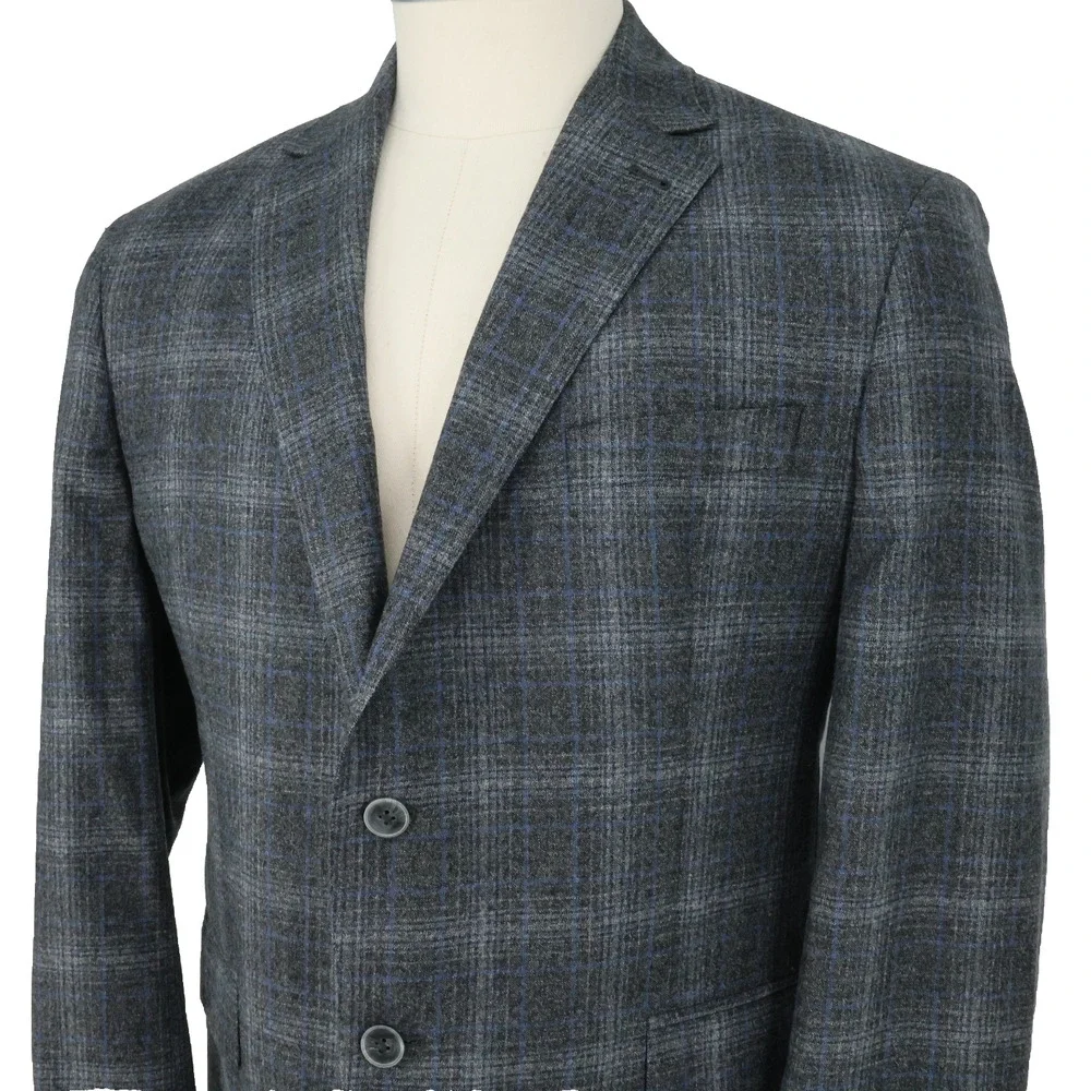 Joseph Abboud Sport Coat Mens 44S Gray Window Pane Plaid Wool Blazer Jacket